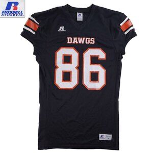 DAWGS Football Jersey Russell Athletic Game Fit Black Orange 86 Large